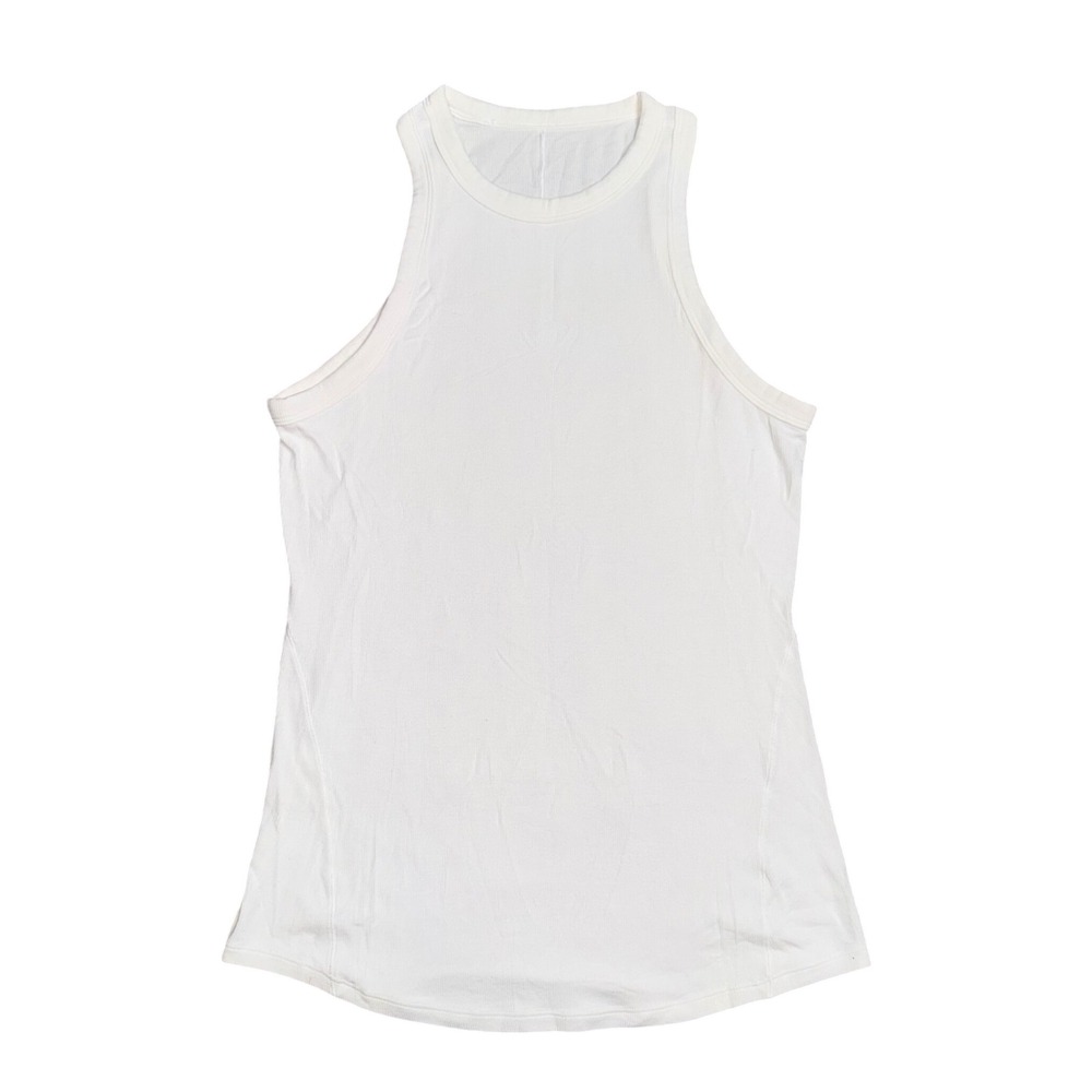 Lululemon Hold Tight Crewneck Tank Top Women 6 White Excellent Ribbed High Neck